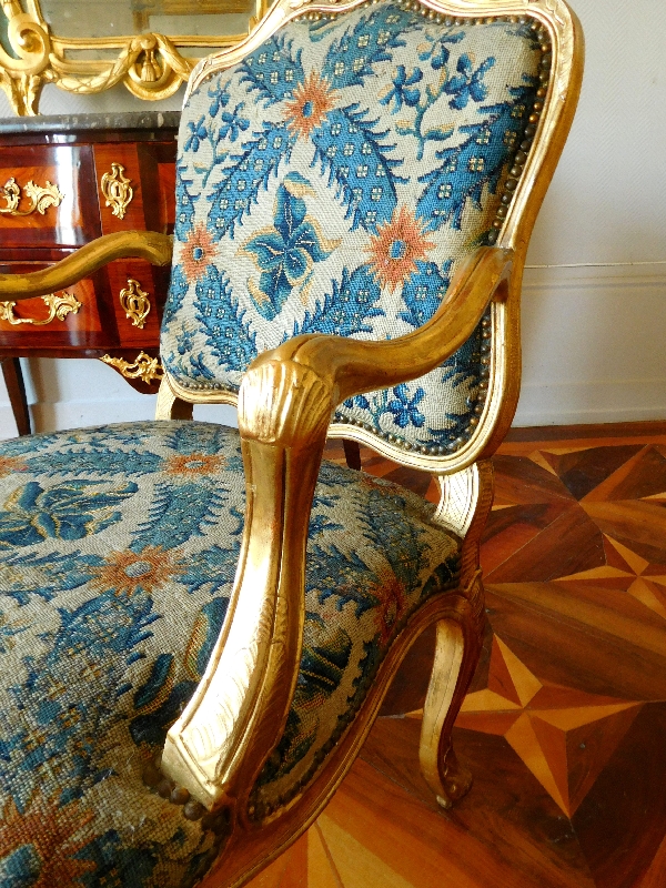 Pair of Louis XV gilt armchairs, Lyon 18th century circa 1760
