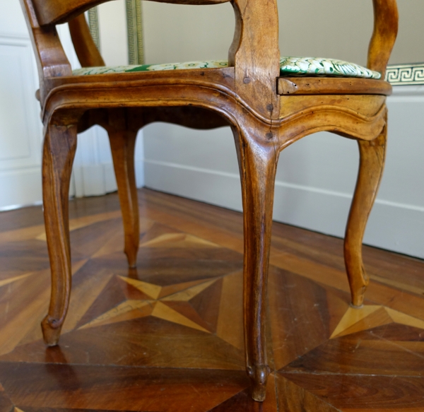 Pair of Louis XV wallnut cane armchairs - follower of Nogaret
