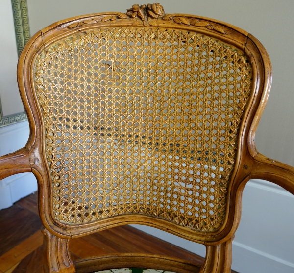 Pair of Louis XV wallnut cane armchairs - follower of Nogaret
