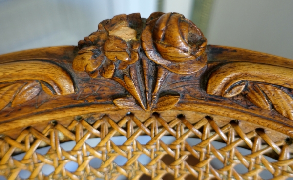 Pair of Louis XV wallnut cane armchairs - follower of Nogaret