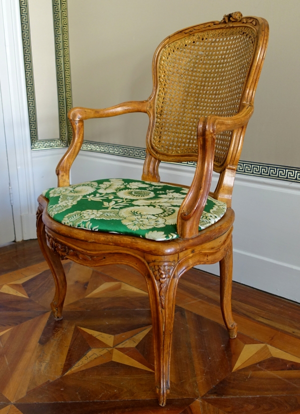 Pair of Louis XV wallnut cane armchairs - follower of Nogaret