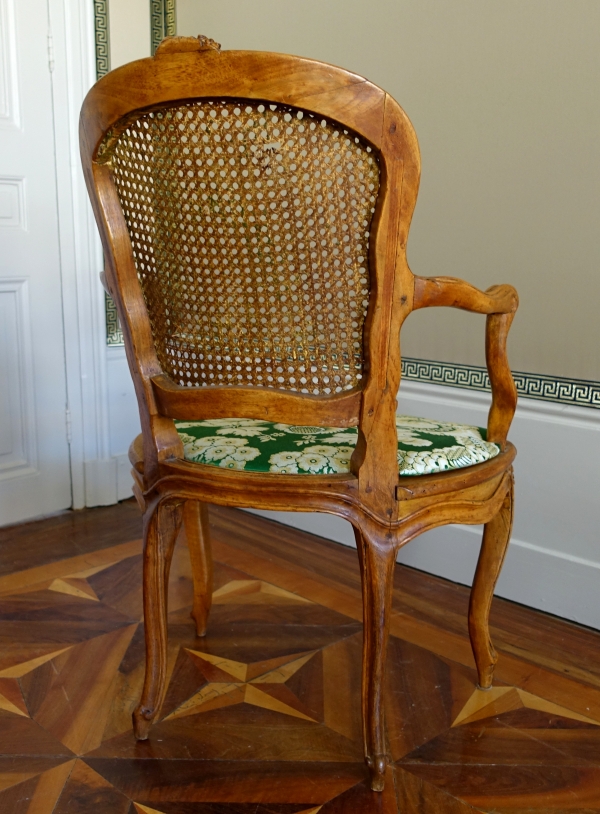 Pair of Louis XV wallnut cane armchairs - follower of Nogaret