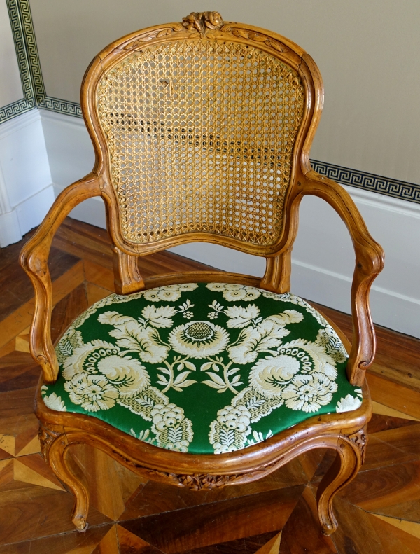 Pair of Louis XV wallnut cane armchairs - follower of Nogaret