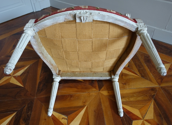 Paire de fauteuils à la Reine d'époque Louis XVI à dossier médaillon