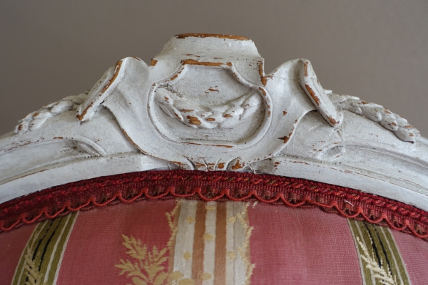 Paire de fauteuils à la Reine d'époque Louis XVI à dossier médaillon