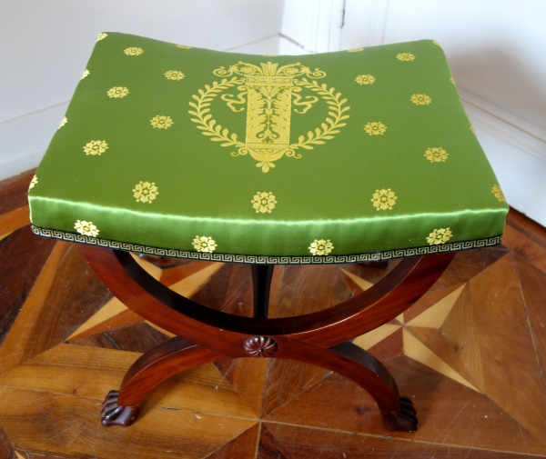 Pair of Empire style mahogany stools