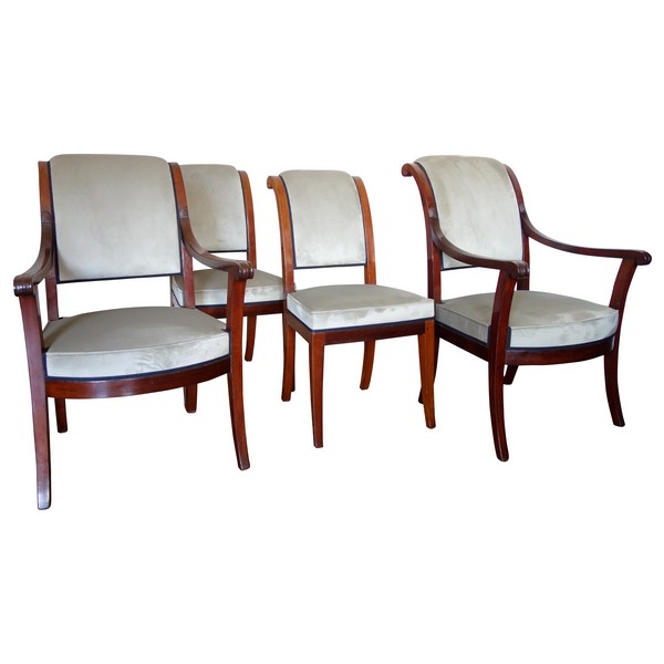 Empire mahogany armchairs set, 2 armchairs and 2 chairs, early 19th century circa 1800
