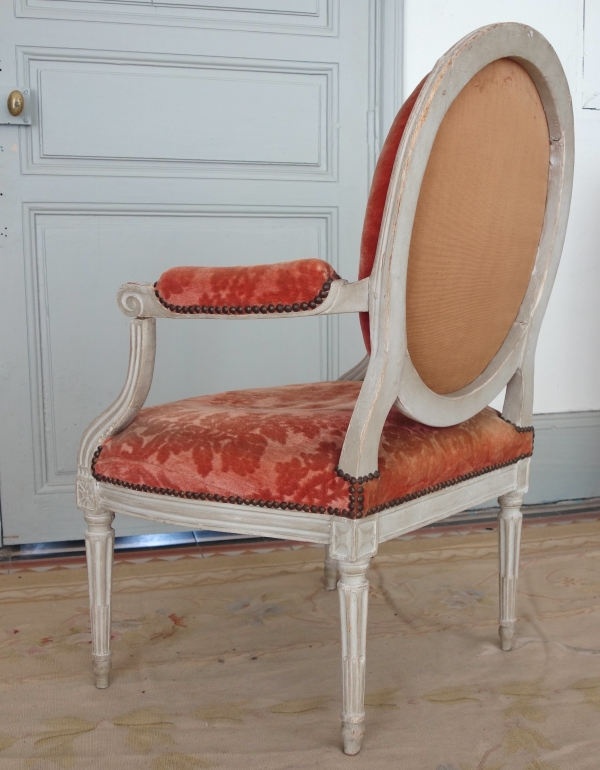 Louis XVI living room suite - 9 pieces - stamped Jacques Lechartier