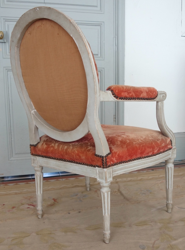 Louis XVI living room suite - 9 pieces - stamped Jacques Lechartier