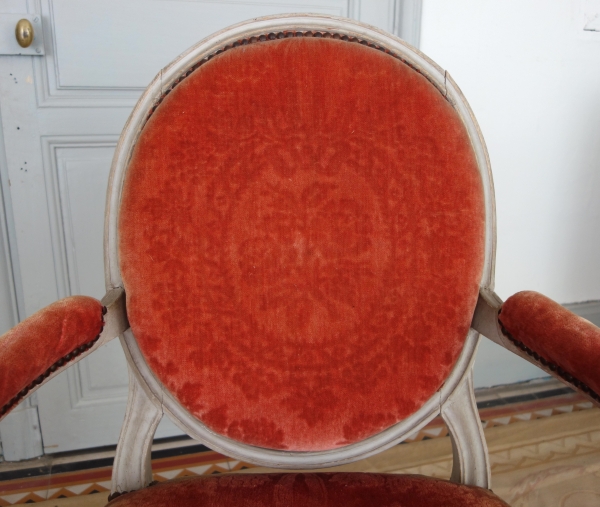 Louis XVI living room suite - 9 pieces - stamped Jacques Lechartier