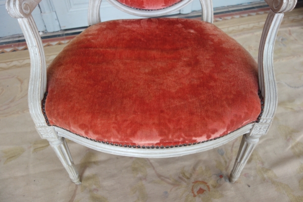 Louis XVI living room suite - 9 pieces - stamped Jacques Lechartier