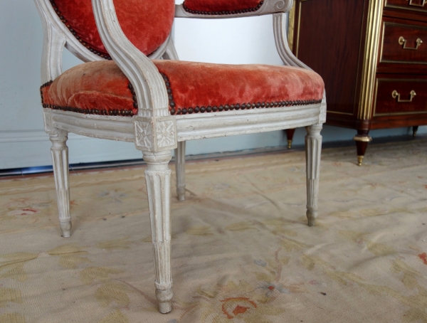 Louis XVI living room suite - 9 pieces - stamped Jacques Lechartier