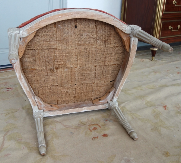Louis XVI living room suite - 9 pieces - stamped Jacques Lechartier