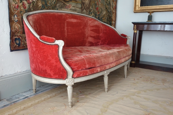 Louis XVI living room suite - 9 pieces - stamped Jacques Lechartier