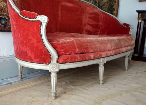 Louis XVI living room suite - 9 pieces - stamped Jacques Lechartier
