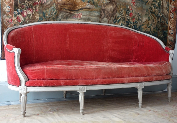 Louis XVI living room suite - 9 pieces - stamped Jacques Lechartier