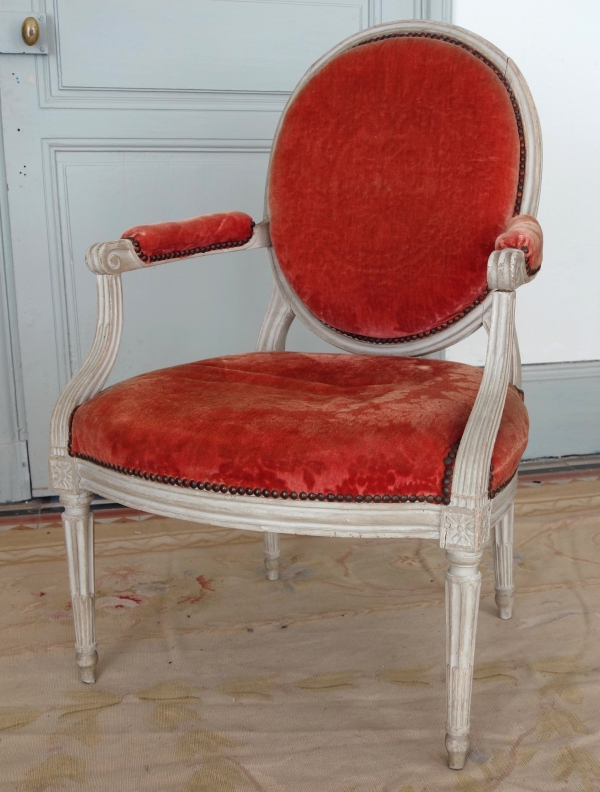 Louis XVI living room suite - 9 pieces - stamped Jacques Lechartier