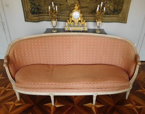 JB Lelarge : grand salon 9 pièces d'époque Louis XVI - canapé 2 bergères 6 fauteuils - estampille