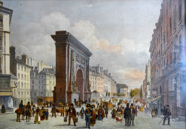 Les monuments de Paris : suite de 10 gravures colorisées d'époque Napoléon III - cadres en acajou