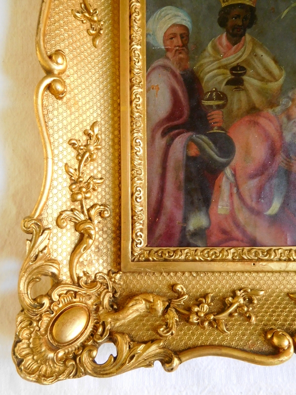 Ecole du XVIIe siècle, Nativité - Adoration des Mages - huile sur cuivre