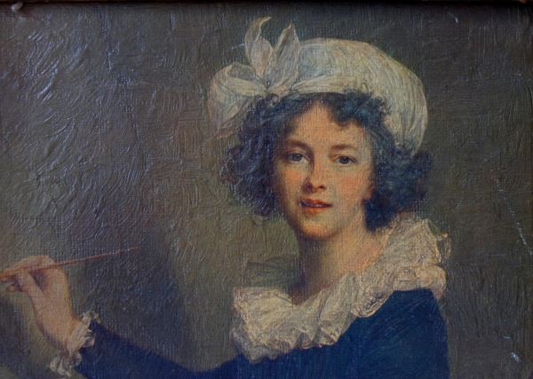 Autoportrait d'Elisabeth Vigée Lebrun dans un cadre d'époque Empire - héliopeinture