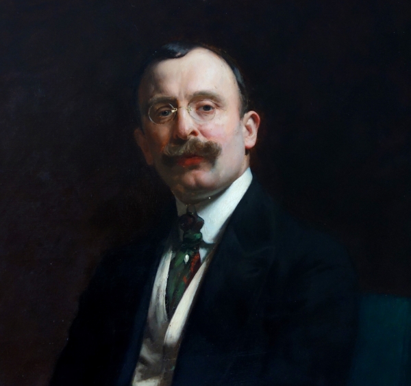 Jean Syndon Faurie : autoportrait du peintre, grande huile sur toile 116cm x 90cm - 1913