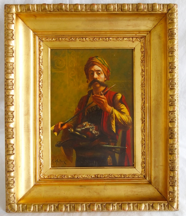 Orientalist school, portrait of a bachi bouzouk after Millet, oil on panel