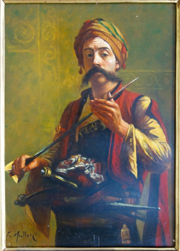 Orientalist school, portrait of a bachi bouzouk after Millet, oil on panel