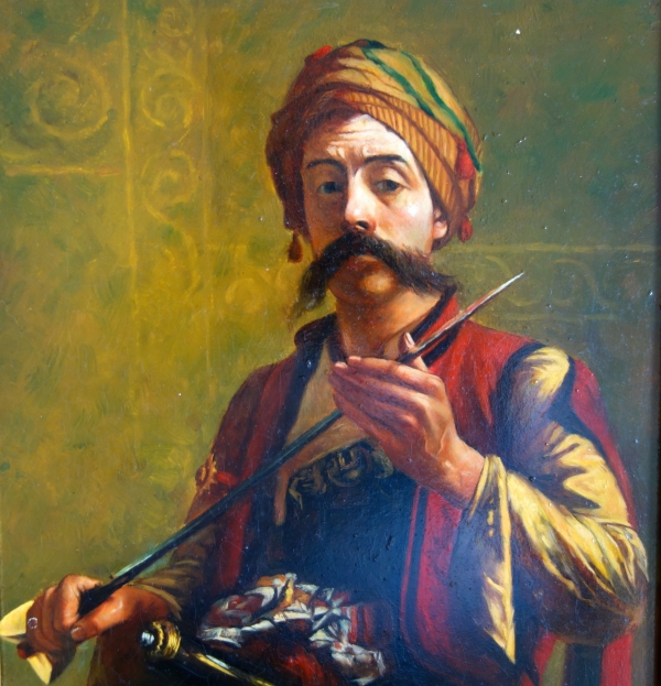 Orientalist school, portrait of a bachi bouzouk after Millet, oil on panel