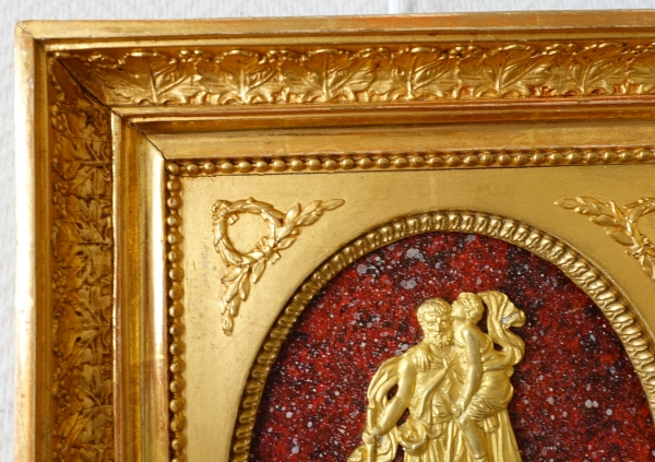 Mercury gilt bronze miniature - Belisaire - on a porphyry background in trompe-l'oeil style