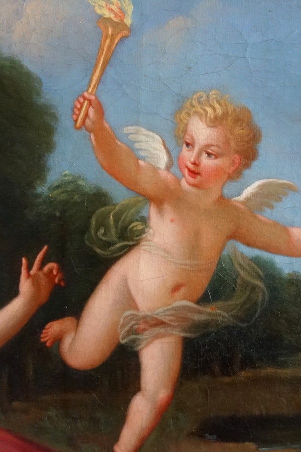 Early 18th century French school, Venus' Chariot, mythological painting : 81cm x 65cm