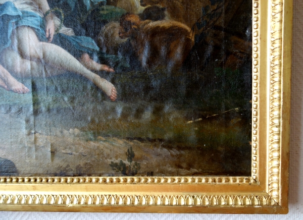 Ecole Française du XVIIIe siècle, scène mythologique d'après Boucher : Daphnis et Chloé - 73cm x 84cm