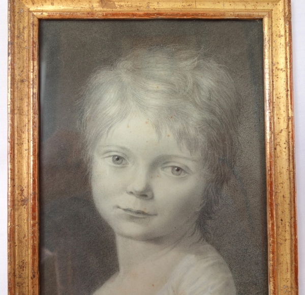 Portrait dessin de petite fille sous l'Empire attribué à Claude Hoin