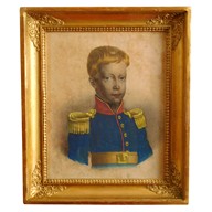 Portrait d'Henri V Duc de Bordeaux, Comte de Chambord, gravure royaliste aquarellée