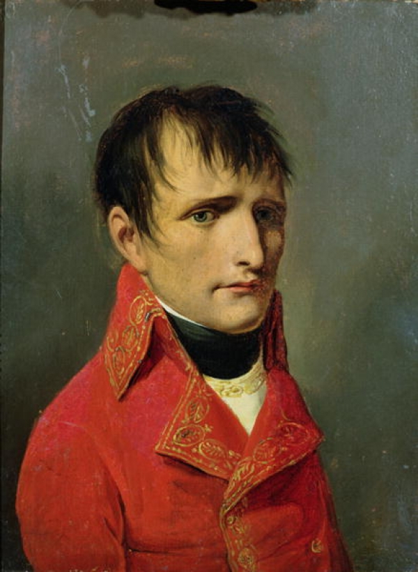 Eau-forte aquarellée : revue du Quintidi par Napoléon Bonaparte 1er Consul, cadre en bois doré