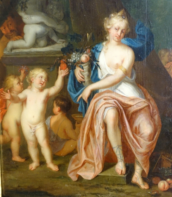 Mattheus Terwesten (attributed to) : 18th century Dutch school, oil on panel - allegory of wealth