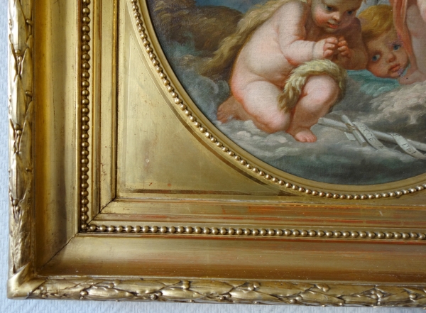 Ecole Française, suiveur de Boucher : l'Enfant Jésus bénissant Saint Jean Baptiste - huile sur toile
