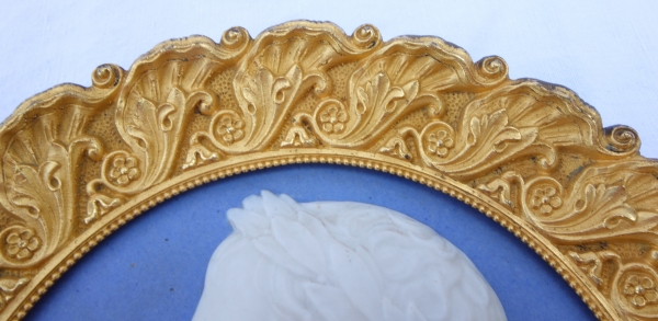Emperor Napoleon Ier porcelain profile - polychrome biscuit set into an ormolu frame
