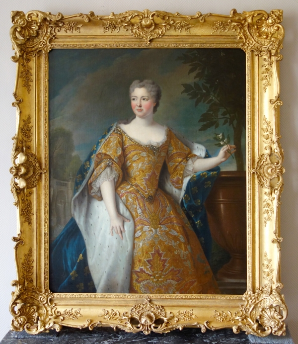 Pierre Gobert : portrait de la Reine Marie Leczinska - huile sur toile 161cm x 137cm 