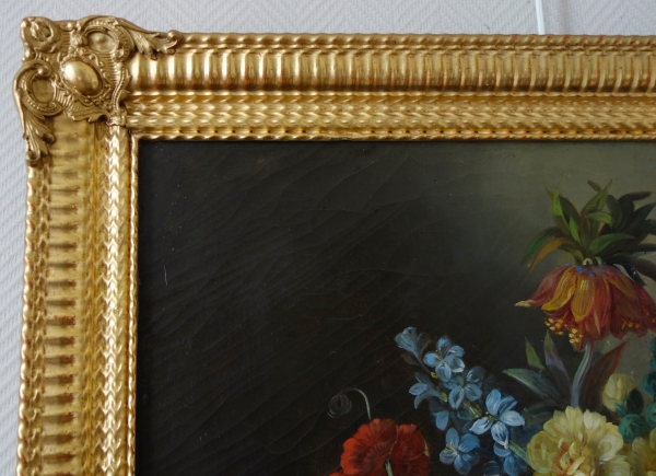 19th century French school, large oil on canvas : bouquet of flowers circa 1840 - 92cm x 73cm