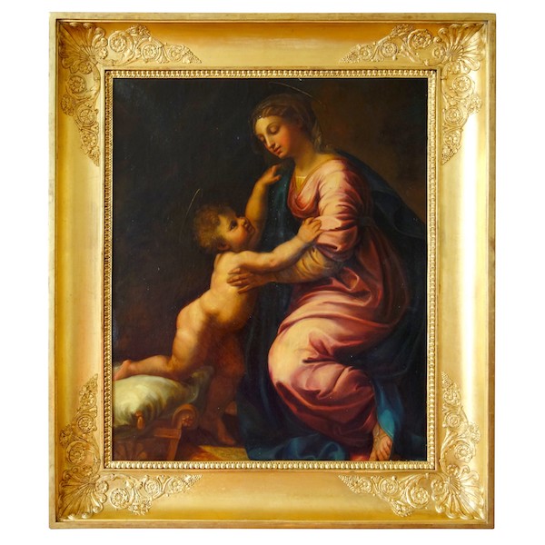 Ecole Française début XIXe siècle, grand tableau néoclassique : Vierge à l'Enfant