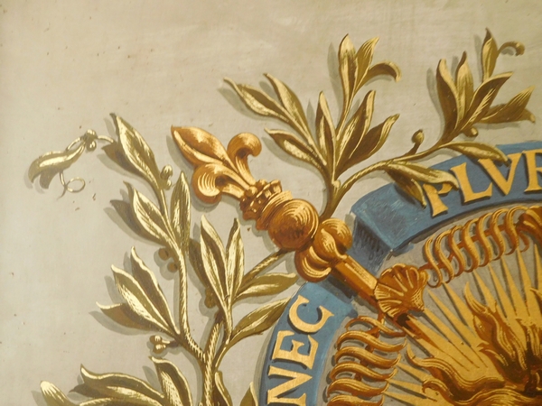 Royalist oil on copper : Louis XIV coat of arms - Restoration Period - 19th century