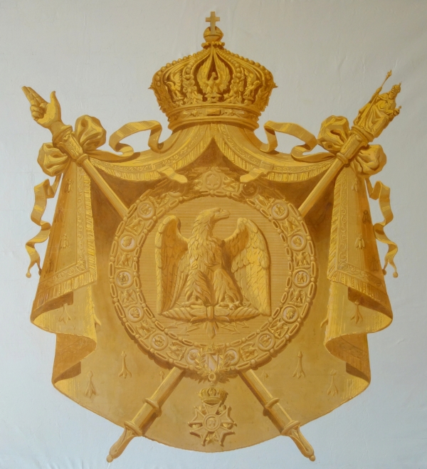 Imperial palace decoration : Napoleon III coat of arms, oil on canvas - 151cm x 151cm