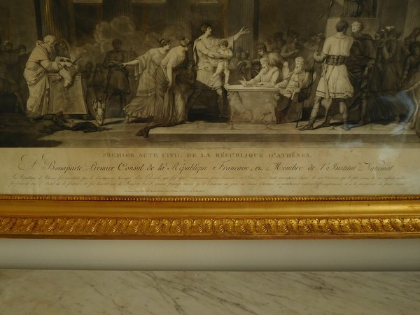 Large Empire engraving - foundation of Athens Republic - gold leaf gilt frame
