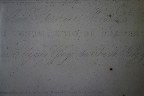 Grande gravure royaliste : Charles X roi de France en 1825 d'après Lawrence - 76,5cm x 104cm