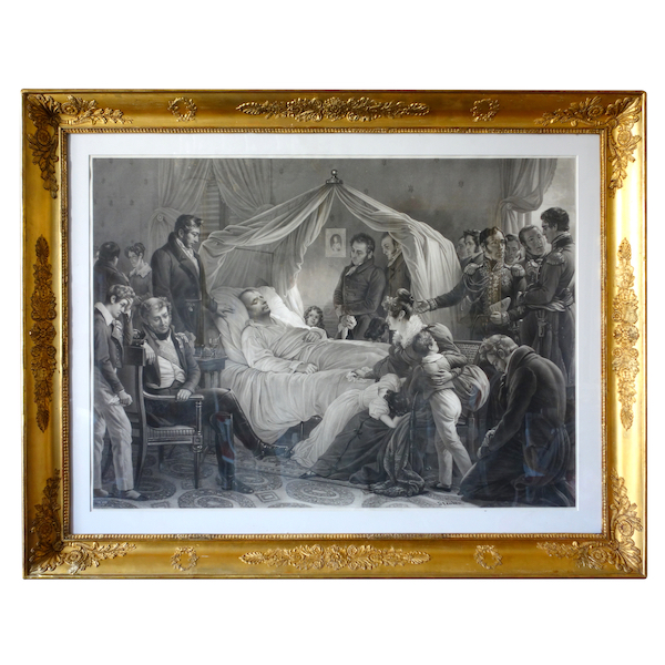 Grande gravure Empire : la mort de Napoléon, ou le crépuscule de l'Empereur d'après Steuben