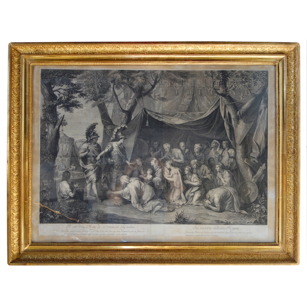 Large engraving : Darius' family at Alexander's feet - gold leaf gilt wood frame