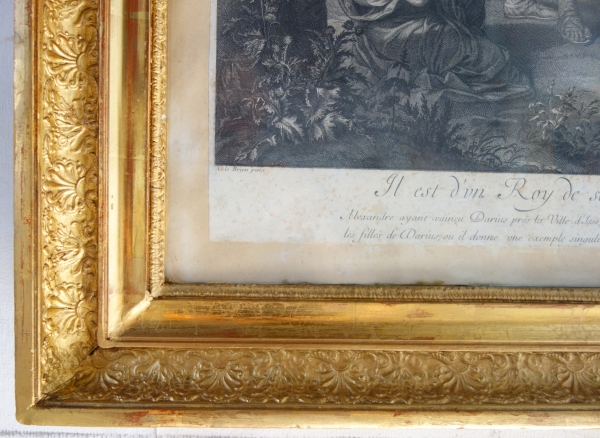 Large engraving : Darius' family at Alexander's feet - gold leaf gilt wood frame