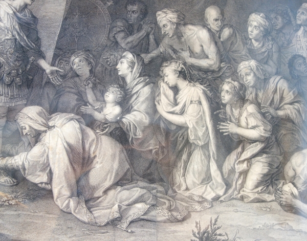 Large engraving : Darius' family at Alexander's feet - gold leaf gilt wood frame