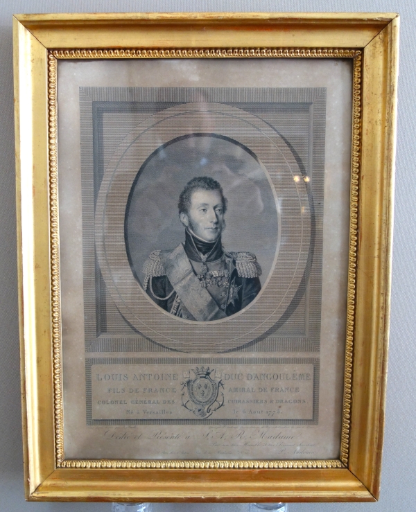 Gravure royaliste, portrait de Louis XIX Dauphin de France et Duc d'Angoulême